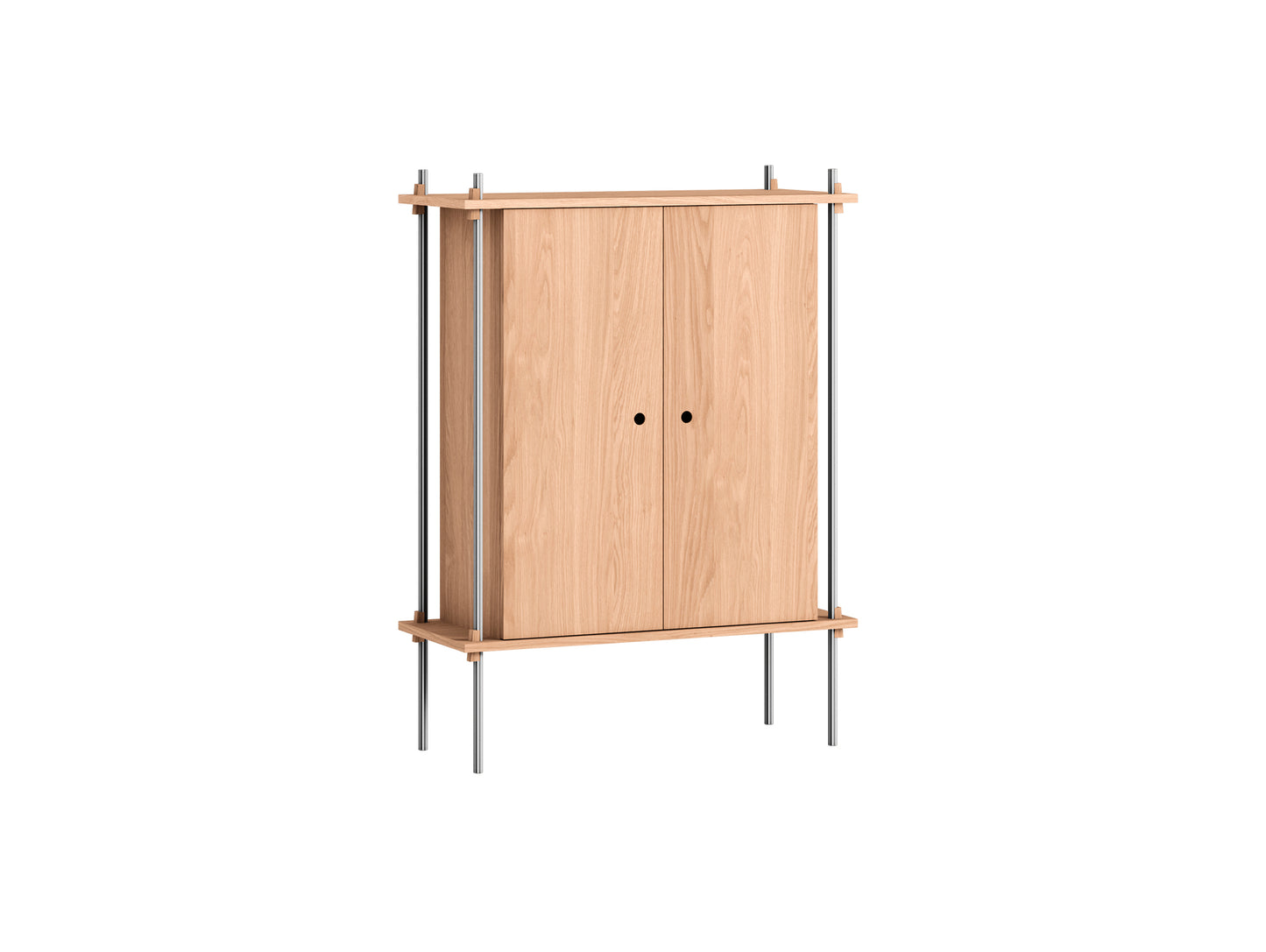 Shelving System Sets (115 cm) - by Moebe / S.115.1.C / Stainless Steel  Uprights / Oiled Oak 