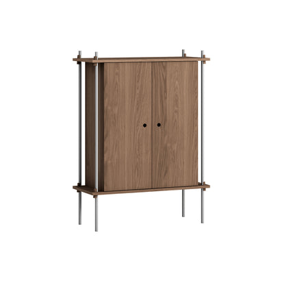 Shelving System Sets (115 cm) - by Moebe / S.115.1.C / Stainless Steel  Uprights / Smoked Oak 