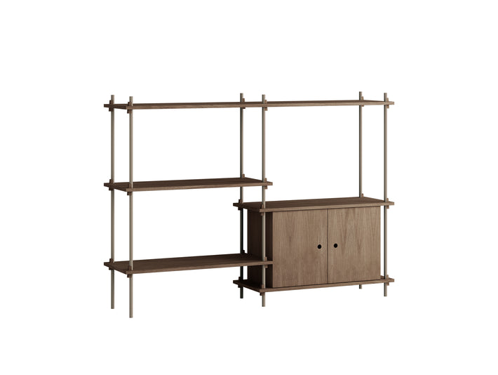Moebe Shelving System - S.115.2.C Set in Warm Grey / Smoked Oak