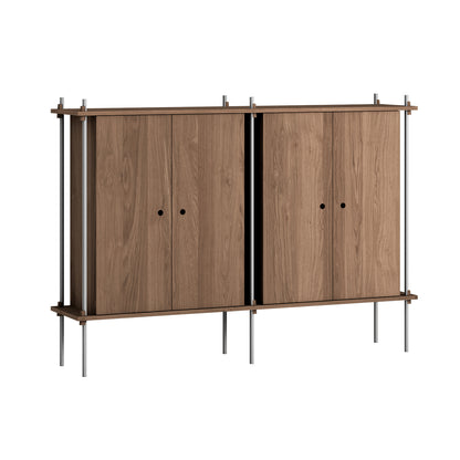 Shelving System Sets (115 cm) - by Moebe / S.115.2.E / Stainless Steel  Uprights / Smoked Oak 
