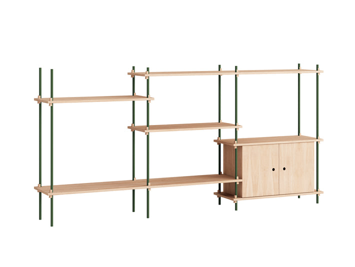 Moebe Shelving System - S.115.3.B Set in Pine Green / Oiled Oak