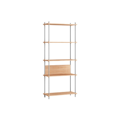 Shelving System Sets (200 cm) by Moebe / S.200.1.A / Stainless Steel Uprights / Oiled Oak 