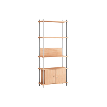 Shelving System Sets (200 cm) by Moebe / S.200.1.B / Stainless Steel Uprights / Oiled Oak 