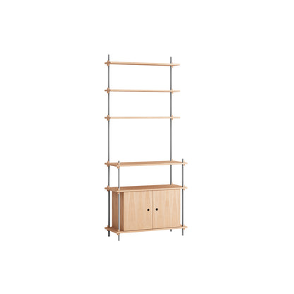 Shelving System Sets (200 cm) by Moebe / S.200.1.C / Stainless Steel Uprights / Oiled Oak 