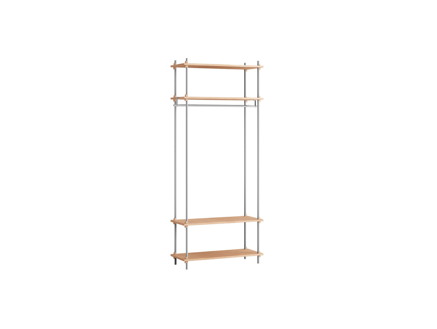 Shelving System Sets (200 cm) by Moebe / S.200.1.F / Stainless Steel Uprights / Oiled Oak 
