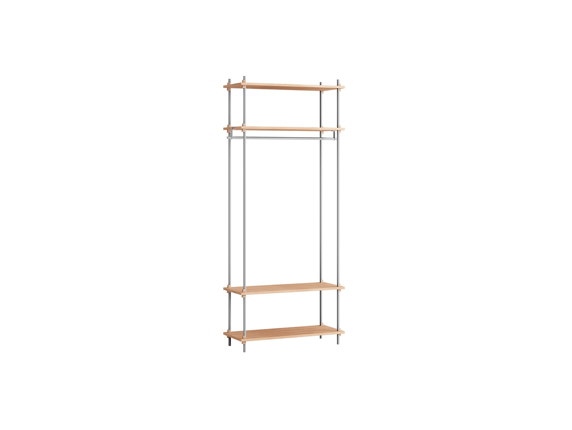 Shelving System Sets (200 cm) by Moebe / S.200.1.F / Stainless Steel Uprights / Oiled Oak 