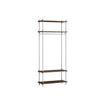 Shelving System Sets (200 cm) by Moebe / S.200.1.F / Stainless Steel Uprights / Smoked Oak 