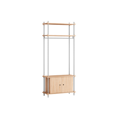 Shelving System Sets (200 cm) by Moebe / S.200.1.G / Stainless Steel Uprights / Oiled Oak 