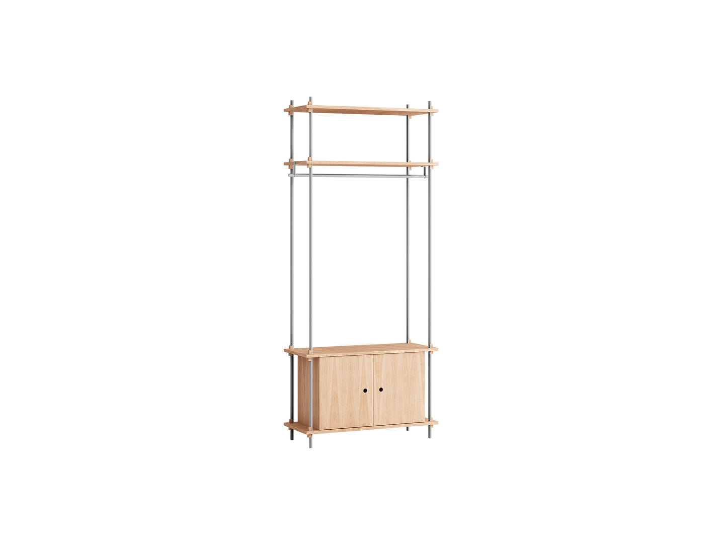 Shelving System Sets (200 cm) by Moebe / S.200.1.G / Stainless Steel Uprights / Oiled Oak 