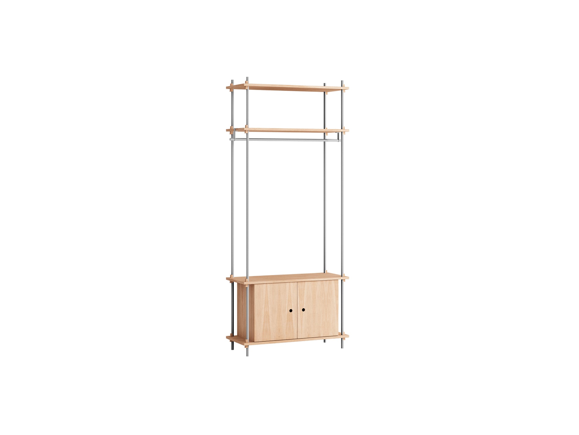 Shelving System Sets (200 cm) by Moebe / S.200.1.G / Stainless Steel Uprights / Oiled Oak 