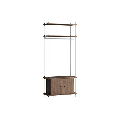 Shelving System Sets (200 cm) by Moebe / S.200.1.G / Stainless Steel Uprights / Smoked Oak 