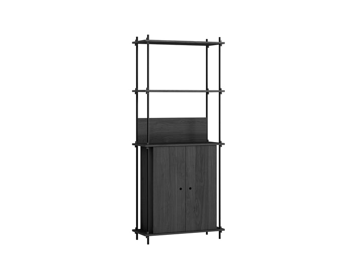 Shelving System by Moebe - 200 cm / S.200.1.H / Black Uprights / Black Oak