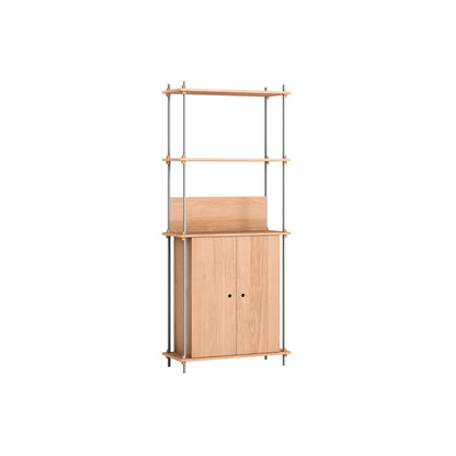 Shelving System Sets (200 cm) by Moebe / S.200.1.H / Stainless Steel Uprights / Oiled Oak 