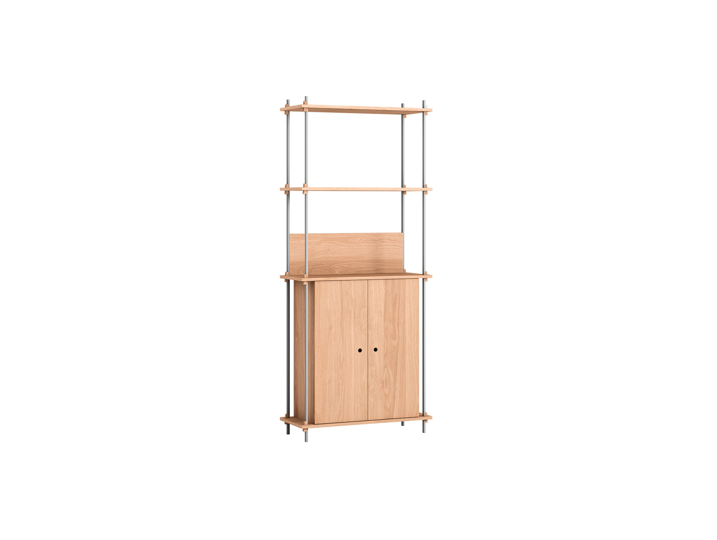 Shelving System Sets (200 cm) by Moebe / S.200.1.H / Stainless Steel Uprights / Oiled Oak 