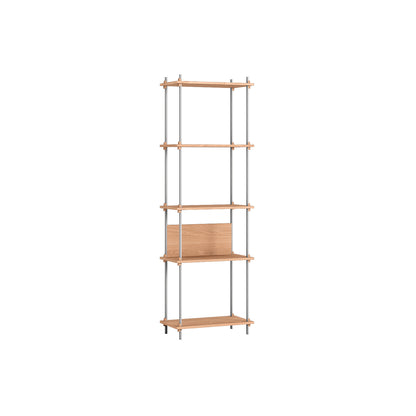 Shelving System Sets (200 cm) by Moebe / S.200.1.I / Stainless Steel Uprights / Oiled Oak 