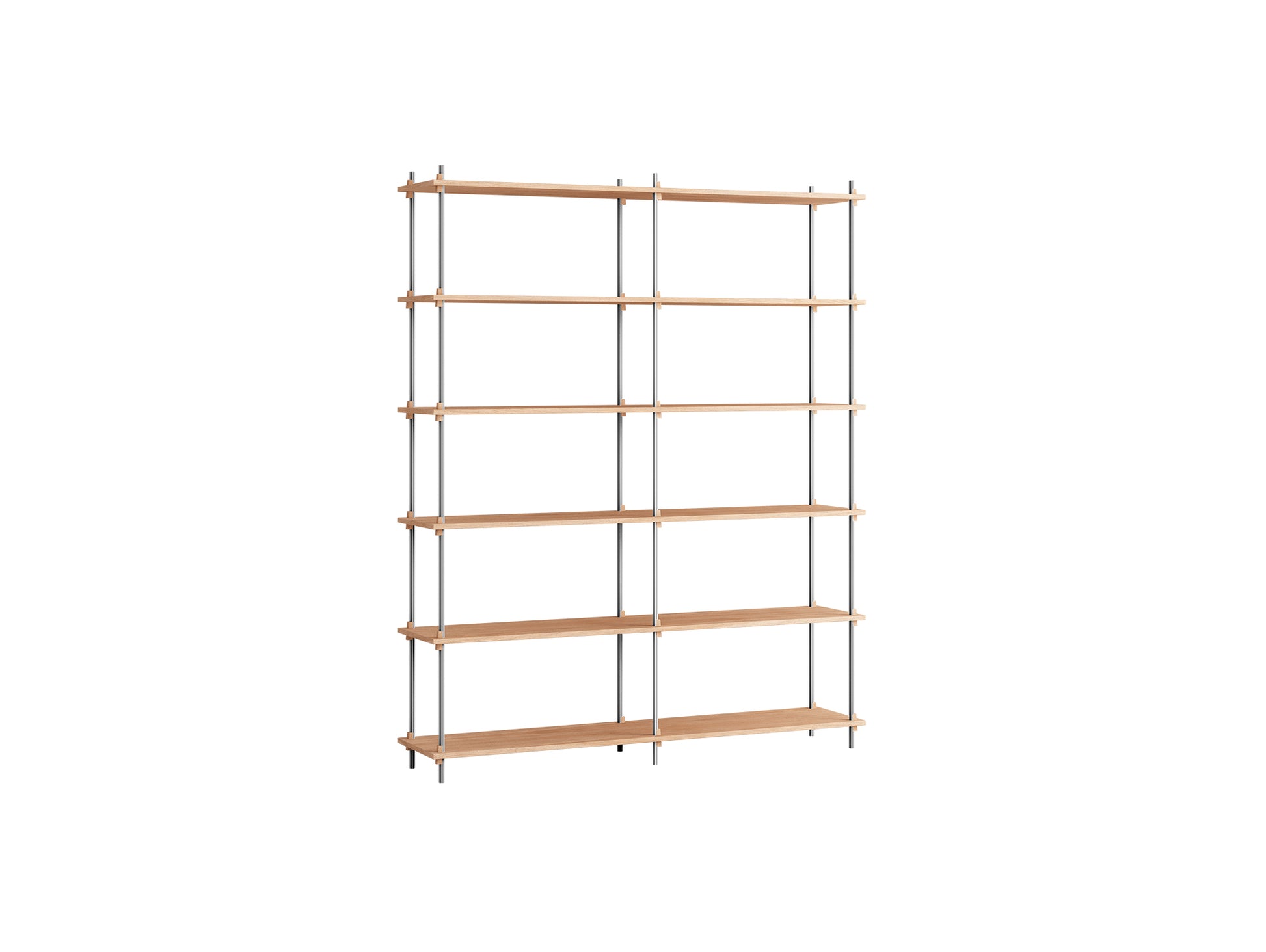 Shelving System Sets (200 cm) by Moebe / S.200.2.B / Stainless Steel Uprights / Oiled Oak 
