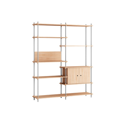 Shelving System Sets (200 cm) by Moebe / S.200.2.C / Stainless Steel Uprights / Oiled Oak 