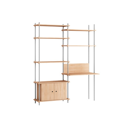 Shelving System Sets (200 cm) by Moebe / S.200.2.E / Stainless Steel Uprights / Oiled Oak 