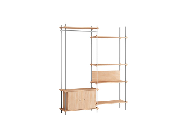 Shelving System Sets (200 cm) by Moebe / S.200.2.G / Stainless Steel Uprights / Oiled Oak 