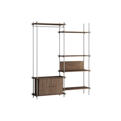 Shelving System Sets (200 cm) by Moebe / S.200.2.G / Stainless Steel Uprights / Smoked Oak 
