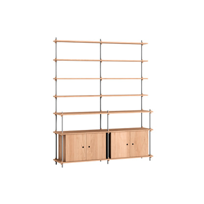 Shelving System Sets (200 cm) by Moebe / S.200.2.H / Stainless Steel Uprights / Oiled Oak 