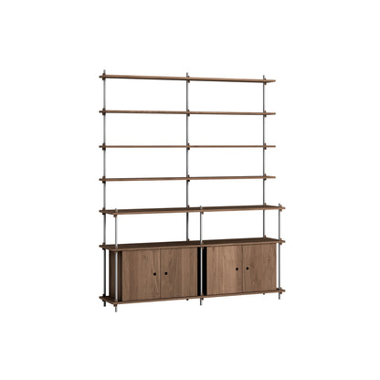 Shelving System Sets (200 cm) by Moebe / S.200.2.H / Stainless Steel Uprights / Smoked Oak 