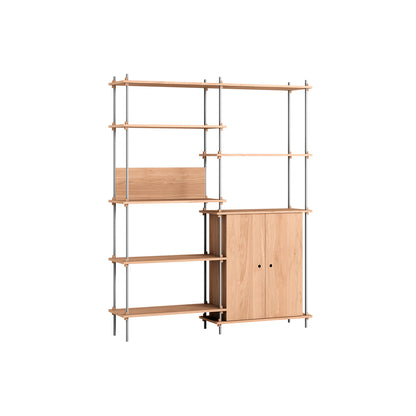 Shelving System Sets (200 cm) by Moebe / S.200.2.I / Stainless Steel Uprights / Oiled Oak 