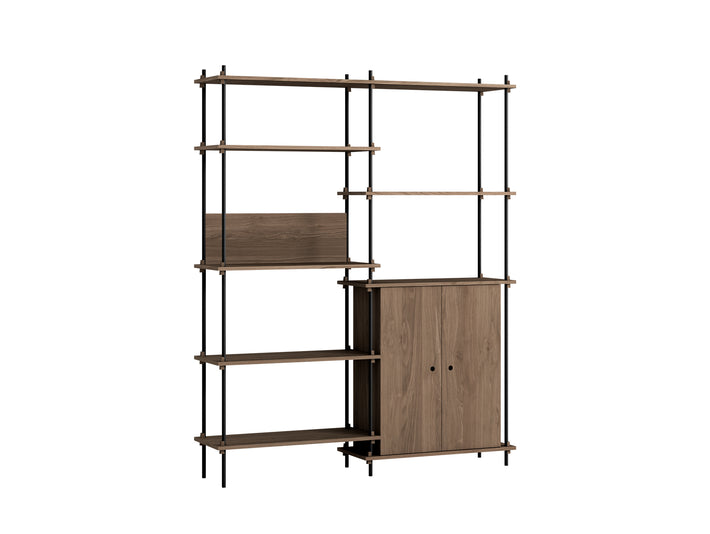 Shelving System by Moebe - 200 cm / S.200.2.I / Black Uprights / Smoked Oak