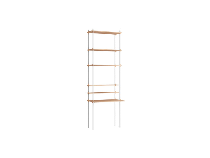 Shelving System Sets (255 cm) by Moebe / S.255.1.E / Stainless Steel Uprights / Oiled Oak 