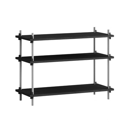 Shelving System Sets by Moebe / S.65.1.A / Stainless Steel Uprights / Black Painted Oak