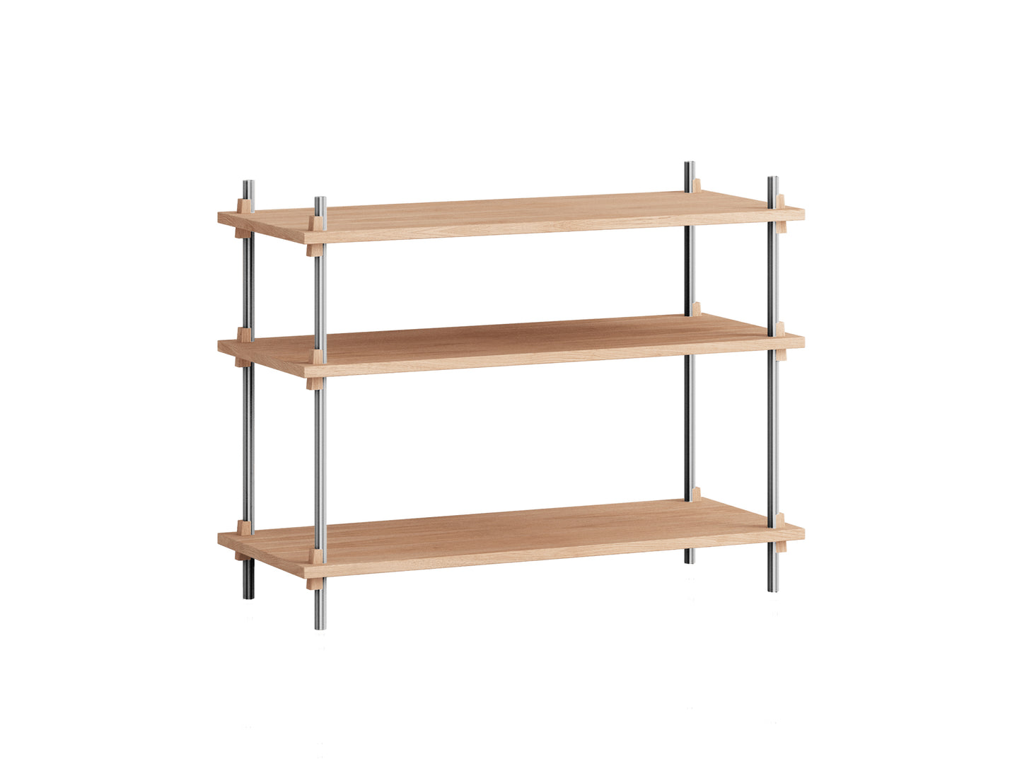 Shelving System Sets by Moebe / S.65.1.A / Stainless Steel Uprights / Oiled Oak