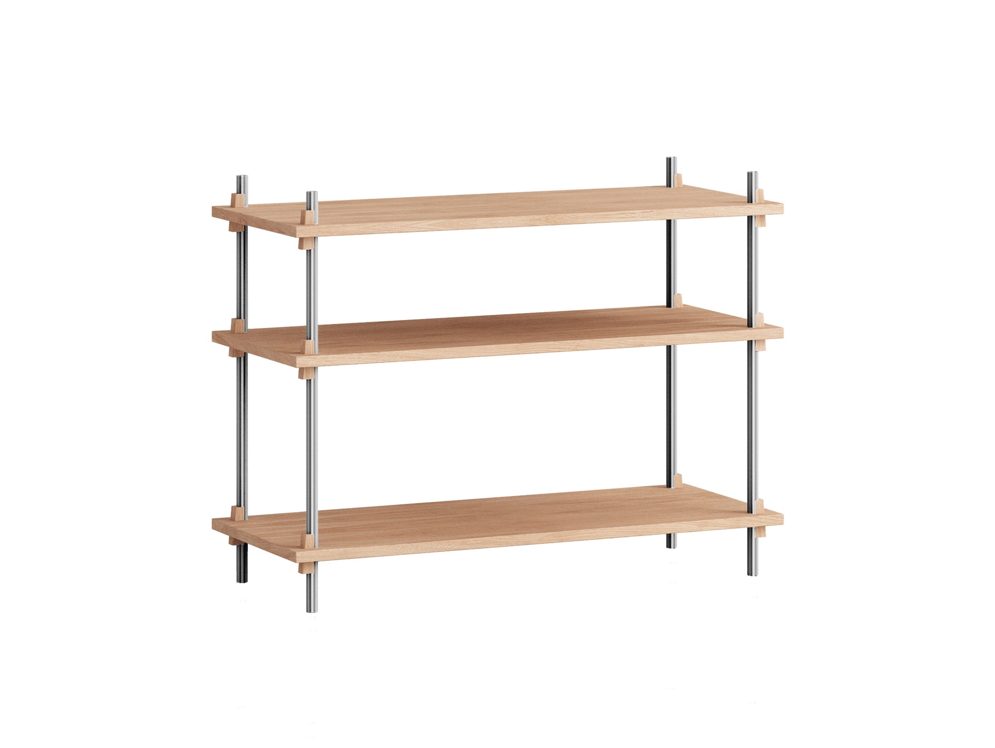 Shelving System Sets by Moebe / S.65.1.A / Stainless Steel Uprights / Oiled Oak