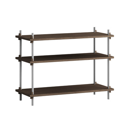 Shelving System Sets by Moebe / S.65.1.A / Stainless Steel Uprights / Smoked Oak
