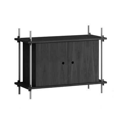 Shelving System Sets by Moebe / S.65.1.B / Stainless Steel Uprights / Black Painted Oak