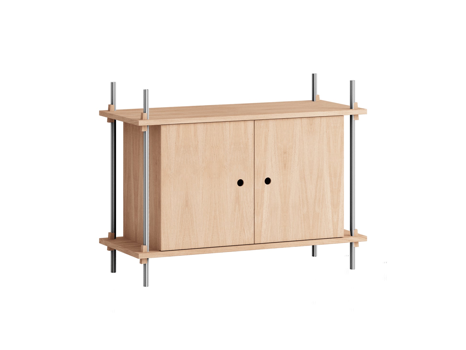 Shelving System Sets by Moebe / S.65.1.B / Stainless Steel Uprights / Oiled Oak