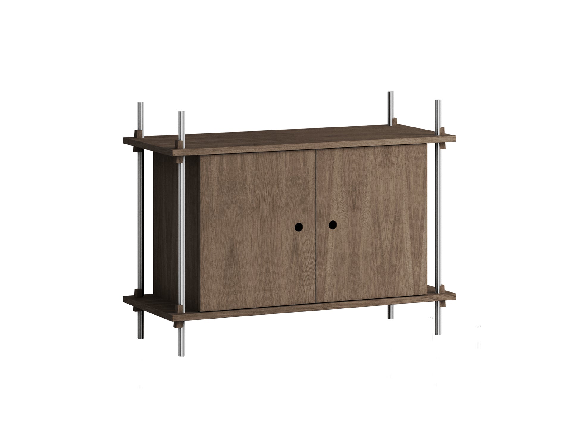 Shelving System Sets by Moebe / S.65.1.B / Stainless Steel Uprights / Smoked Oak