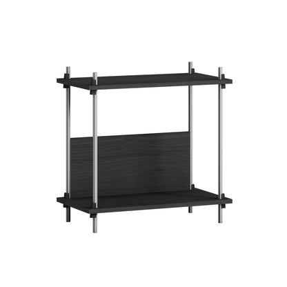 Shelving System Sets by Moebe / S.65.1.C / Stainless Steel Uprights / Black Painted Oak