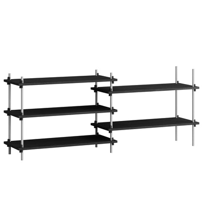 Shelving System Sets by Moebe / S.65.2.A / Stainless Steel Uprights / Black Painted Oak