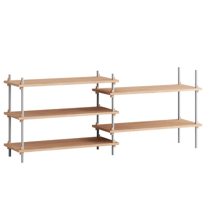 Shelving System Sets by Moebe / S.65.2.A / Stainless Steel Uprights / Oiled Oak