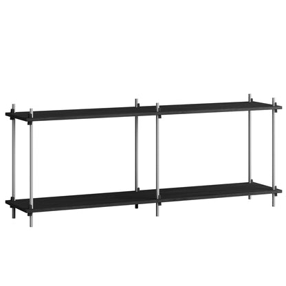 Shelving System Sets by Moebe / S.65.2.B / Stainless Steel Uprights / Black Painted Oak