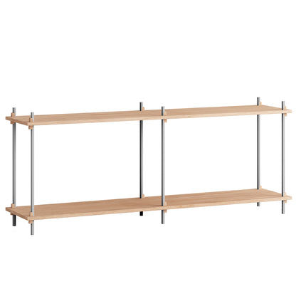 Shelving System Sets by Moebe / S.65.2.B / Stainless Steel Uprights / Oiled Oak
