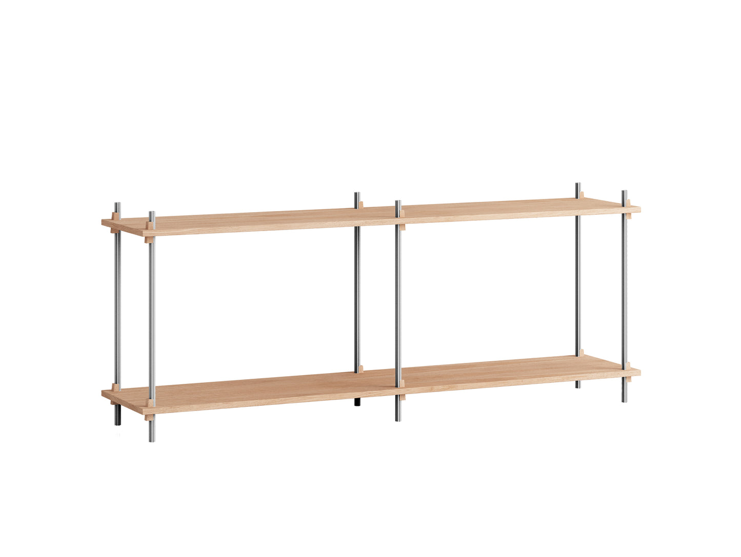 Shelving System Sets by Moebe / S.65.2.B / Stainless Steel Uprights / Oiled Oak