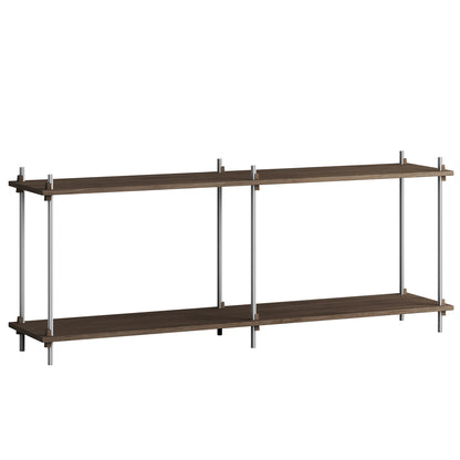 Shelving System Sets by Moebe / S.65.2.B / Stainless Steel Uprights / Smoked Oak