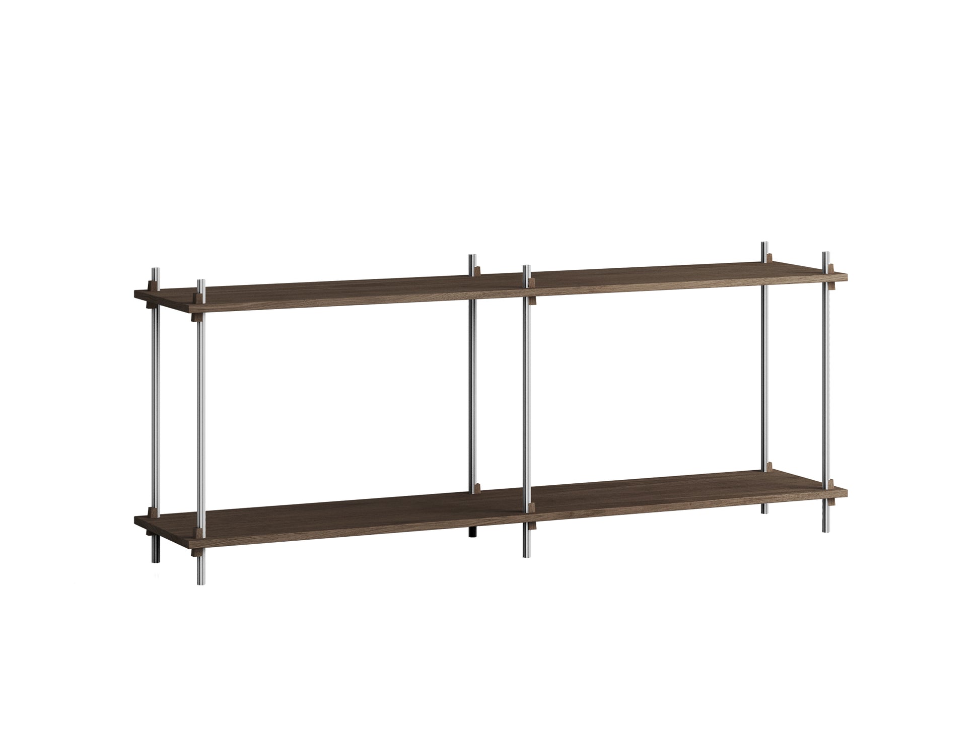 Shelving System Sets by Moebe / S.65.2.B / Stainless Steel Uprights / Smoked Oak