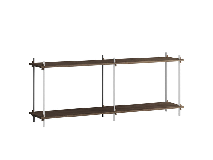 Shelving System Sets by Moebe / S.65.2.B / Stainless Steel Uprights / Smoked Oak