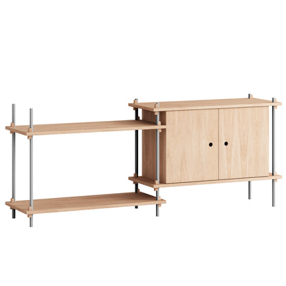 Shelving System Sets by Moebe / S.65.2.C / Stainless Steel Uprights / Oiled Oak