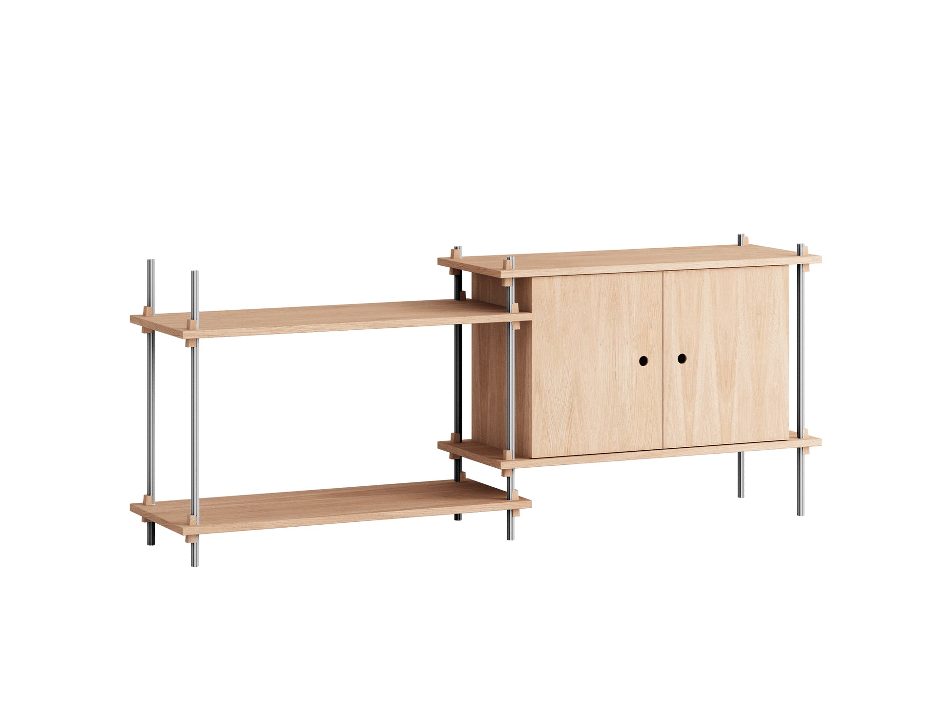 Shelving System Sets by Moebe / S.65.2.C / Stainless Steel Uprights / Oiled Oak