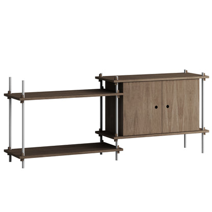 Shelving System Sets by Moebe / S.65.2.C / Stainless Steel Uprights / Smoked Oak