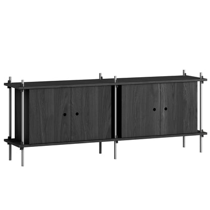 Shelving System Sets by Moebe / S.65.2.D / Stainless Steel Uprights / Black Painted Oak