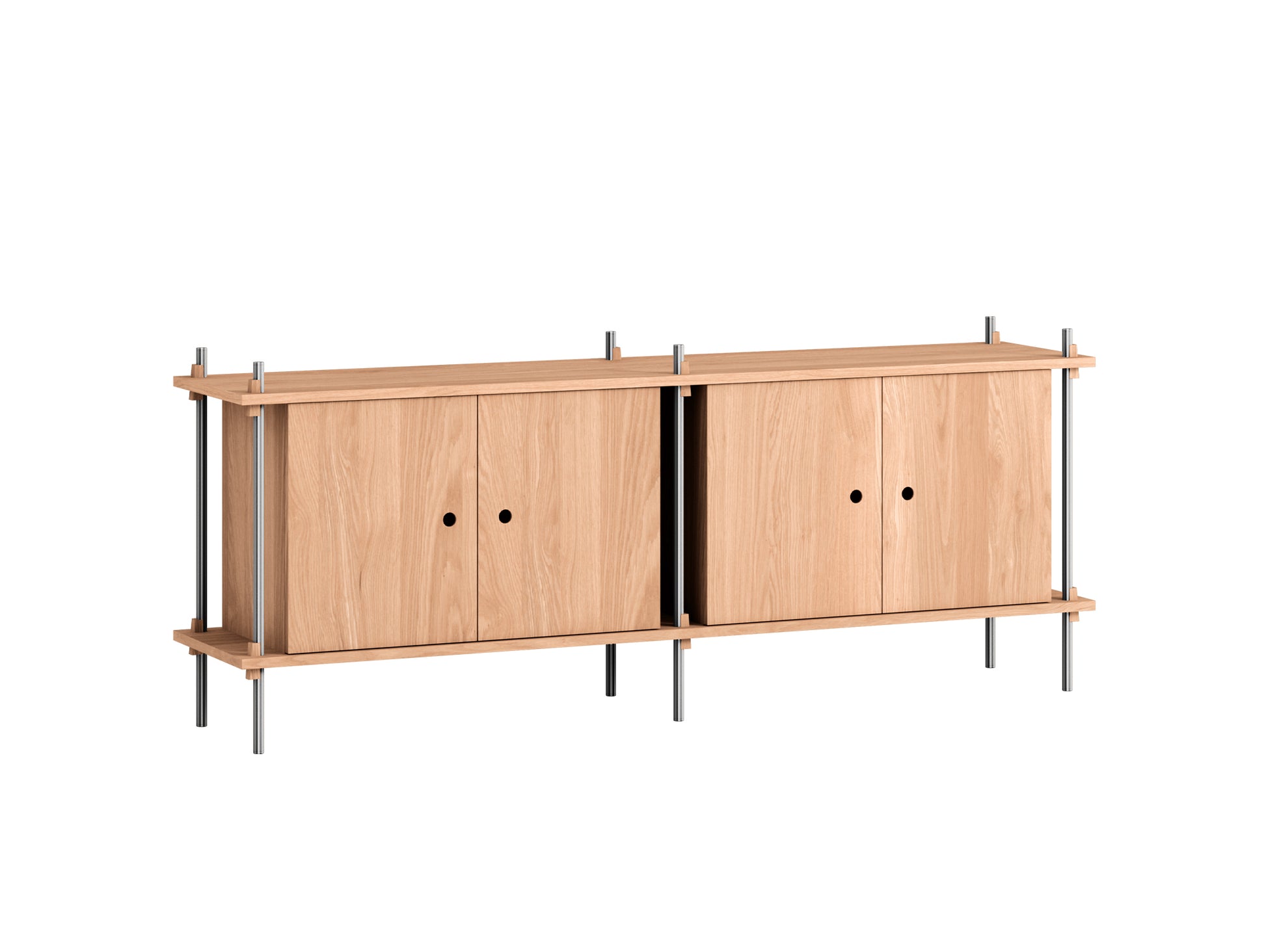 Shelving System Sets by Moebe / S.65.2.D / Stainless Steel Uprights / Oiled Oak